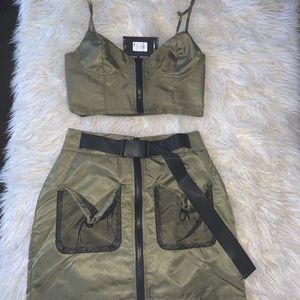 Fashion Nova Army Green Two Piece Set